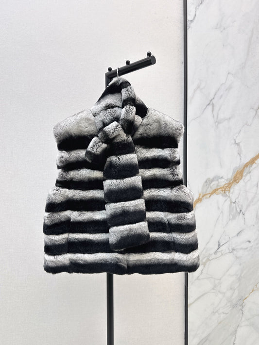 YS* 25fw rabbit fur vest set