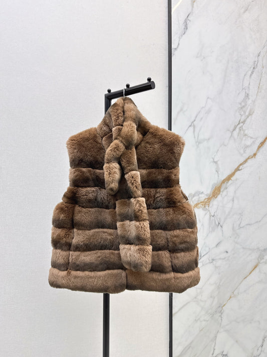 YS* 25fw rabbit fur vest set
