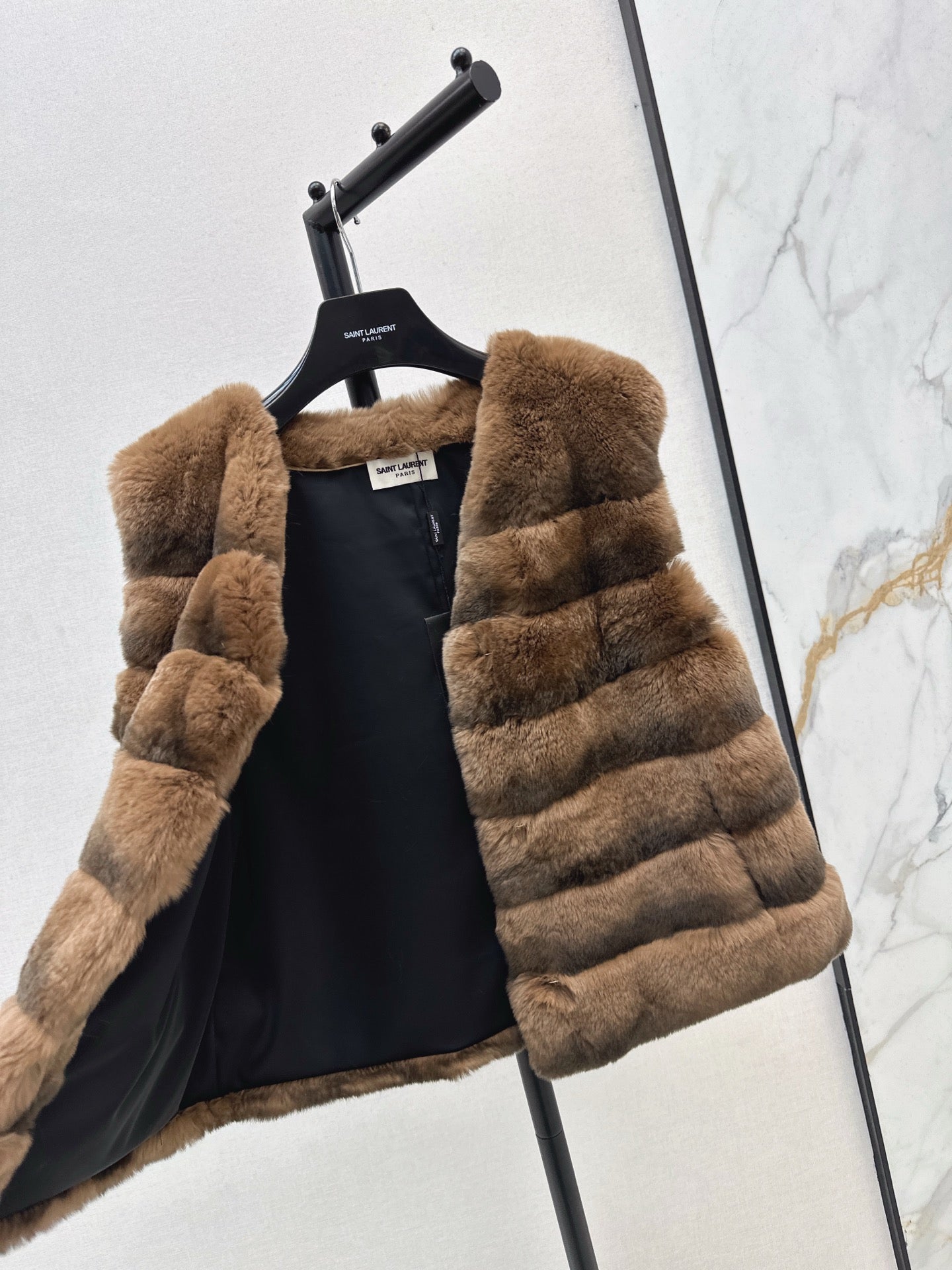 YS* 25fw rabbit fur vest set
